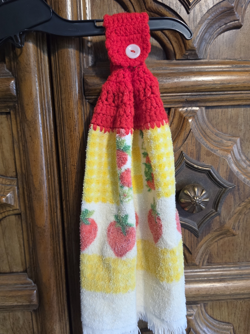 Red Crochet Top Strawberry Kitchen Hanging Towel